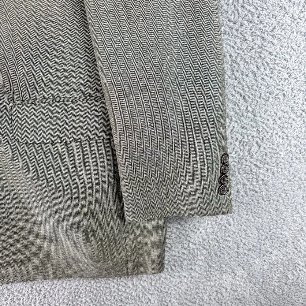 Lauren Ralph Lauren Blazer Mens 42L Gray Green Silk Wool Blend Sport Coat Jacket